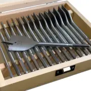 16PC WOOD DRILLING FLAT HEAD BITS 6mm-38mm HEX DRILL BIT SET WOODEN STORAGE CASE