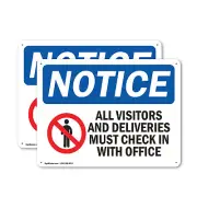 (2 Pack) OSHA-Visitors-Sign- OSHA Notice Sign Decal Metal Plastic