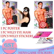 Pin The Macho On The Man Hens Night Party Game Fun Willy Penis Bride To Be Stick