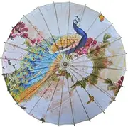 Chinese/Japanese Style Paper Umbrella Parasol 33-Inch Peacock