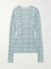 [HOLZWEILER] HOLZWEILER - Elsa Printed Ribbed-knit Top - Blue - large large Blue