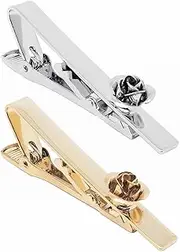 [KGDUYC] 2pcs Rose Tie Clips for Men Tie Pins for Men Set Tie Clip Set Tie Clips for Men Everyday Wedding Anniversary Business