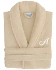 Linum Home Textiles Monogram Terry Bathrobe (A-Z Linum Font) in Large/XL