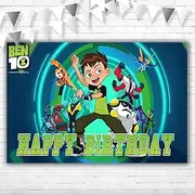 Moonlight Studio Happy Birthday Ben 10 Backdrop for Boys 5x3 Vinyl Ben 10 Birthday Party Decorations Banner for Kids Cartoon Science Fiction Ben 10 Background