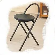Folding Bar Stool,Folding Stool, Retro Bar Stool for Counter Cafe Breakfast Chair Round Fold Up Sitting Stool with Backrest(Black)