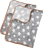 FONDOTIN 2pcs Soft Dog Blanket Adorable Star Pattern Warming Blanket for Cats and Dogs Washable Plush Fleece Protector for Bed Couch Car Sofa Durable and Easy Care