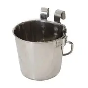 2L Flat Back Stainless Steel Hook Pet Drinking Bowl Hang Feeding Bucket w/Handle