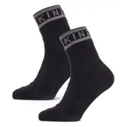 Sealskinz Waterproof Warm Weather Ankle Length Sock with Hydrostop - Black / Grey - X-Large