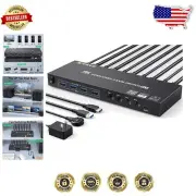 USB 3.0 KVM Switch - 4-Port HDMI, Supports 4K@60Hz, with Panel Button Control