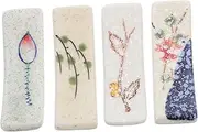 HEALEEP 4pcs Retro Ceramic Chopstick Rest Elegant Dining Table Cutlery Holder for Utensils Decorative Tabletop Accessory for Home Kitchen Countertop