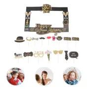 15 Pcs Xmas Photo Booth Props Holiday Picture Frame New Year Photo Paper Frame