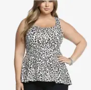 Torrid Womens Leopard Print Peplum Tank Babydoll Top Size 4 NWT 4X 26