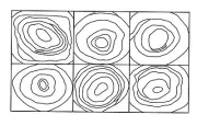 Rug Hooking Pattern "6 SQUARES CONCENTRIC CIRCLES" on natural linen