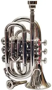 Pocket Trumpet Bb Pitch Brass Made with Hardcase (NICKEL)