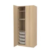 PAX / FORSAND wardrobe combination, white stained oak effect/white stained oak effect, 100x60x236 cm