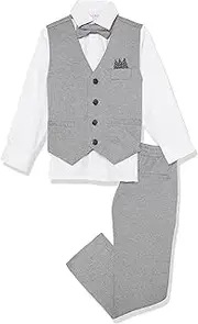[Isaac Mizrahi] Boys' Slim Fit Pindot Vest, Shirt, Tie, & Pant Set