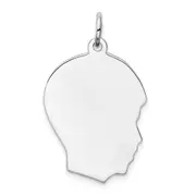 Sterling Silver Rhod-Plate Eng. Boy Polish Front/Satin Back Disc Charm