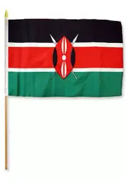 12x18 12"x18" Kenya Stick Flag wood staff