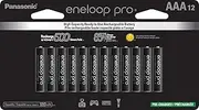 Panasonic BK-4HCCA12FA eneloop pro AAA High Capacity Ni-MH Pre-Charged Rechargeable Batteries, 12 Pack