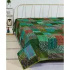 Indian Vintage Patchwork Kantha Quilt Blanket Queen Cotton Throw Quilt Bedspread