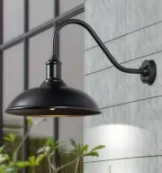 18" Large Barn Light – Outdoor Gooseneck Wall Sconce, 18"Diameter, Black