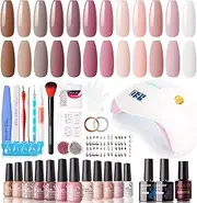 Gellen Gel Nail Polish Kit with U V LED Light 72W Nail Dryer, 12 Gel Nail Colors, No Wipe Top Base Coat, Nail Art Decorations, Manicure Tools, All-In-One Manicure Kit for Mother's Day Gift