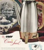 1955 CORY Corp CROWN JEWEL COFFEE BREWER Vintage Print Ad Gold Plate 20x29cm NYM