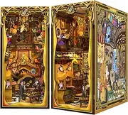 CUTEBEE Book Nook, Miniature House Kit DIY Dollhouse Kit for Gifts Booknook Kit Tiny House Model Kits Bookshelf Decor with LED Light DIY Book Nook Kits for for Adults and Teens