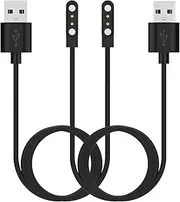 Smart Watch Chargers Compatible for FITVII HM78 HM68 HM58 HM57 H56, Iaret I18, Morepro HM78, Parsonver SR1 Replacement Charging Cable 60cm, 2Pack (Black&Black)