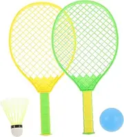 Happyyami Boys and Girls Badminton Rackets Set Sports Balls Outdoor Indoor Racket Toys for Family Exercise Random