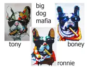 Dog poster print for glass frame pop art painting Mafia Ronnie A0 A1 A2 A3
