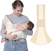 Baby Sling Carrier 8-30 lbs, Newborn Nursing, Toddler Carrier with Safety Buckle, Knob Tech Baby Closer, Adjustable Shoulder Strap, Portable and Lightweight (Beige)