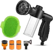 Pup Jet Dog Wash Dog Sprayer Hose Attachment High Pressure Garden Hose Nozzle with Soap Dispenser Bottle Showering for Pet Car Watering Plants,Black