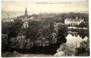 Postcard Berlin-Britz Panorama With Church And Castle