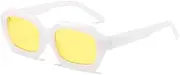 [Sibeg] Polygon Rectangle Women Sunglasses Fashion Retro Square Sun Glasses Men Classic White Shades UV400, White
