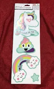 Girls Magical WALL DECALS Sticker Decor Unicorn Rainbows Colorful Poop