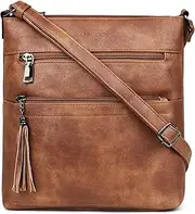 [MASINTOR] Crossbody Purses for Women, Multi Pocket Casual Crossbody Bag, Adjustable Strap Shoulder Bag with Tassel