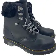 Dr. Martens | 1460 SERENA COLLAR FAUX FUR LINED LACE UP BOOTS in BLACK | 7