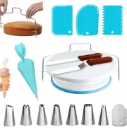 Rotating Cake Turntable with 2 Icing Spatula, 3 Cake Scrapers Icing Smoother Set