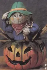Halloween Scarecrow Waggle W/Cut Out Pumpkin Ready to Paint Unpainted Bisque
