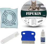 Fipukin Natural and Safe Flea and Tick Collar for Cats, Waterproof, One Size Fits All, Free Comb and Tick Removal Tool, Prevention Treatment Drop, Charity! (1-Pack).
