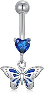 [Shusukue] Belly Button Ring 925 Sterling Silver Navel Piercing Jewelry Belly Button Ring Dangling Daisy Jewelry Gifts For Women Girls…