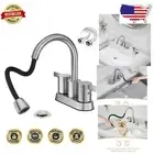 Brushed Nickel 4-Inch Centerset Pull-Down Bathroom Faucet with 360 Swivel Spout