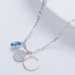 SWAROVSKI 施華洛世奇 DUO CIRCLE 鍍白金色密鑲仿水晶雙圓項鍊貨號5198688