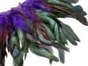 4 Inch Strip - Purple Dyed Half Bronze Strung Rooster Schlappen Feathers Craft