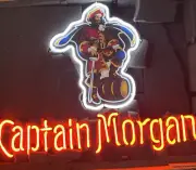 Captain Morgan Rum 17"x14" Neon Light Sign Lamp Real Glass Bar Beer Wall Display