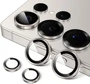 JETech Camera Lens Protector for Samsung Galaxy S25 Ultra 5G, 9H Tempered Glass Metal Individual Ring Cover, Easy Installation Tray, HD Clear, 1 Set (Titanium Gray)