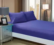 Super Soft 3-Piece Double Size Bed Fitted Sheet & 2 Pillowcases Set - Royal Blue