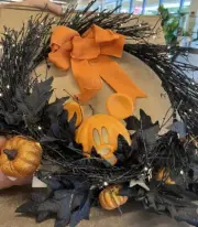 Pottery Barn Disney Mickey Mouse Lit Pumpkin Wreath New wo box