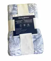(Set of 2) TOMMY BAHAMA Quilted Pillow Shams BLUE PALM TREE LEAVES Standard New